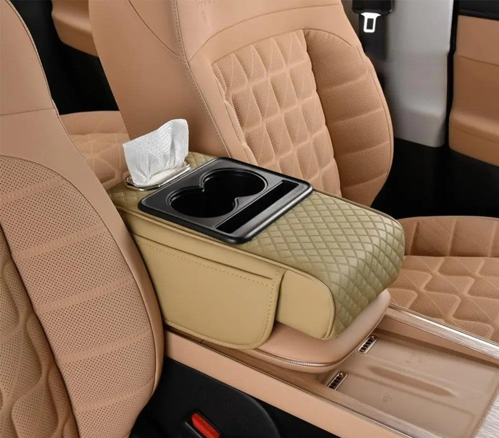 🏆Multifunctional PU Leather Car Armrest Box Mat