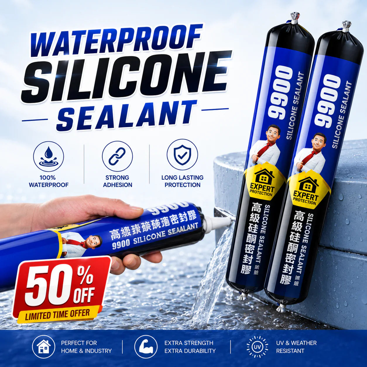 Waterproof Silicone Sealant for Roof & Leak Repair (Flexible & Paintable 750gm)