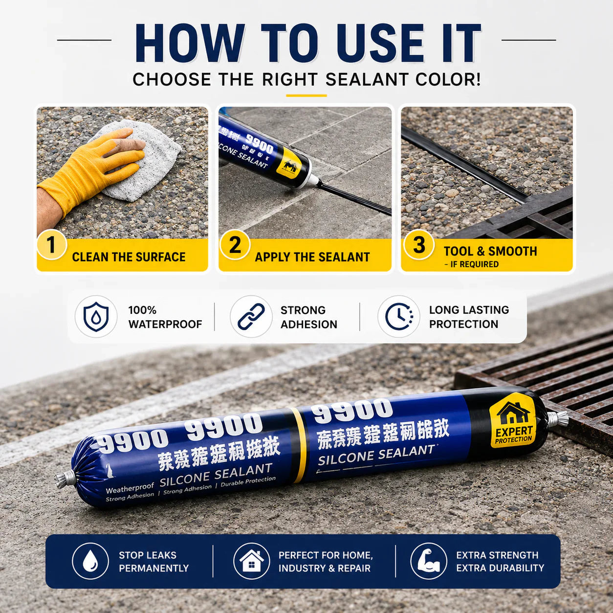 Waterproof Silicone Sealant for Roof & Leak Repair (Flexible & Paintable 750gm)