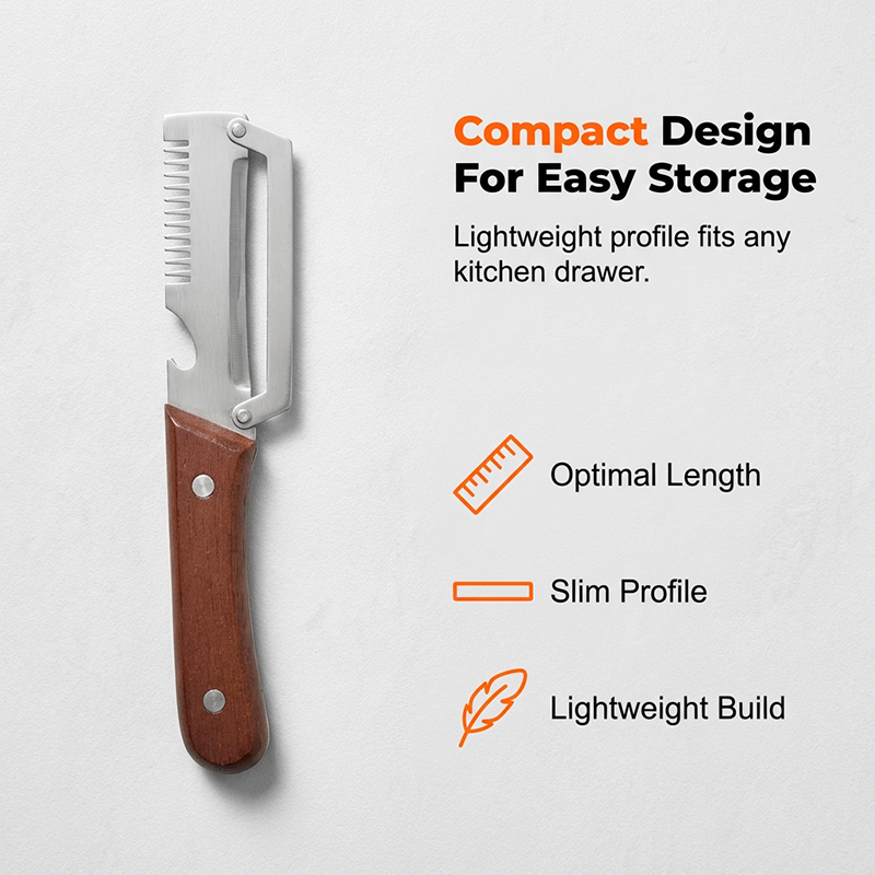 ULTIMATE  3-in-1 Multifunctional Peeler Knife with Bottle Opener & Wooden Handle