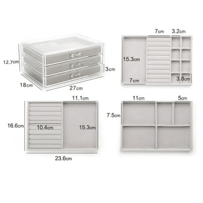 3-Layer Jewelry Organizer Compartments
