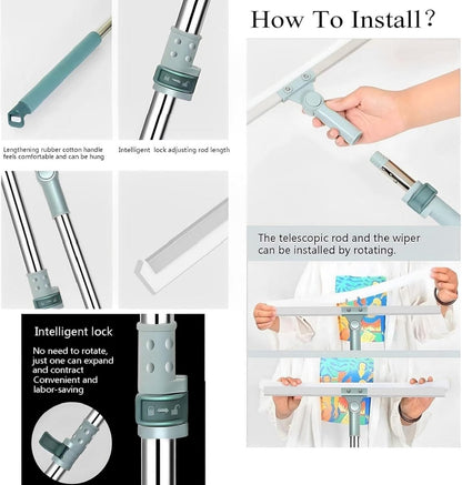 Smart Floor Cleaning Mop with Rotating Head & Long Handle