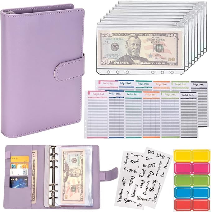 Budget Binder,Money Saving Binder with Zipper Envelopes Cash