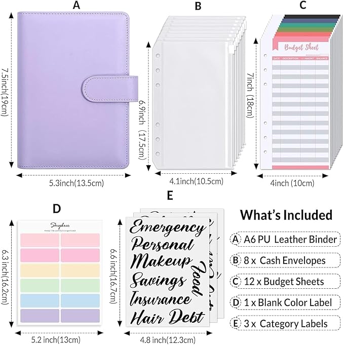 Budget Binder,Money Saving Binder with Zipper Envelopes Cash