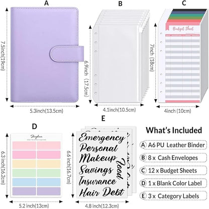 Budget Binder,Money Saving Binder with Zipper Envelopes Cash