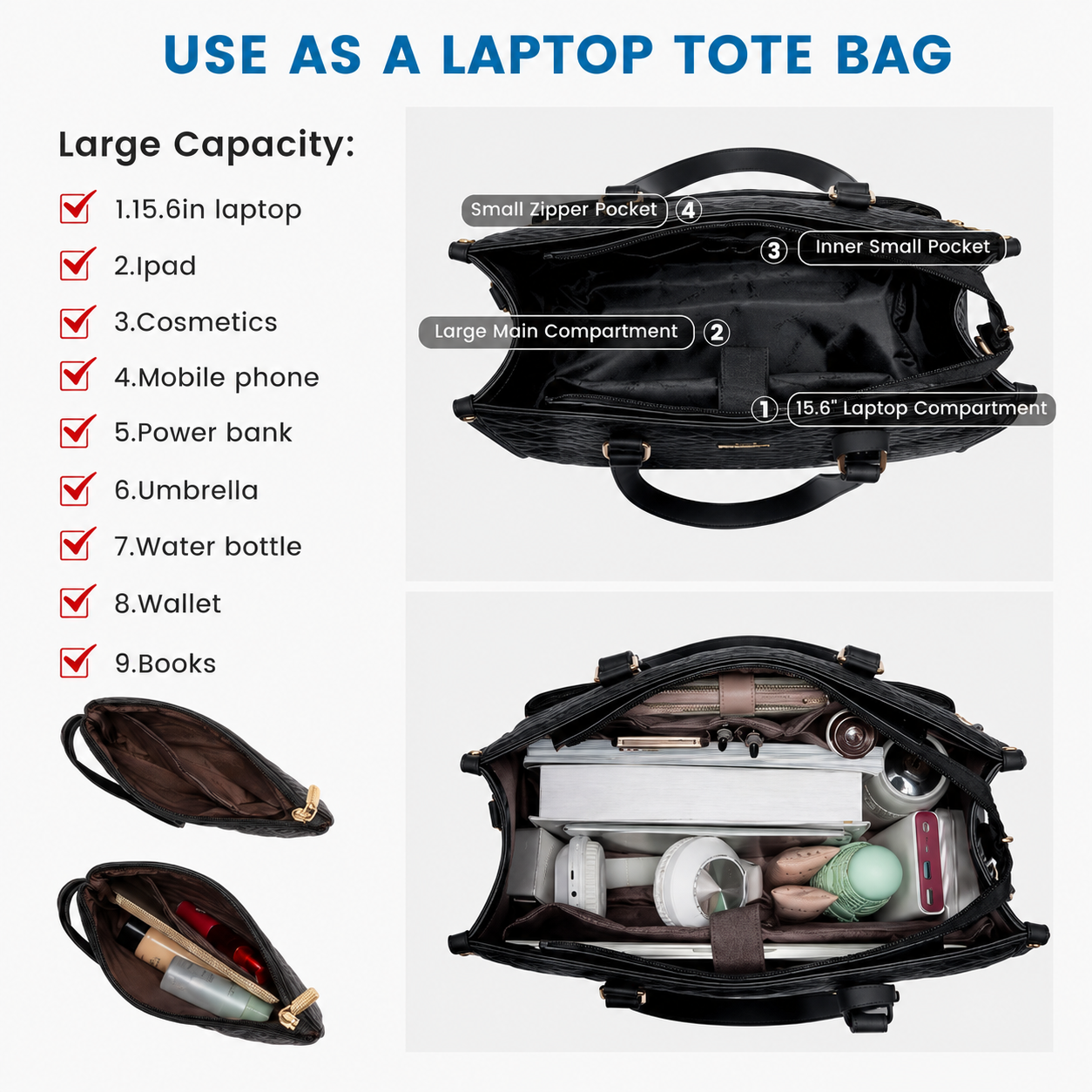 Luxe Office Tote Bag (2 in 1 Tote Bag)