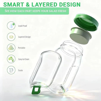 Portable Leakproof Salad Jar with Side Opening