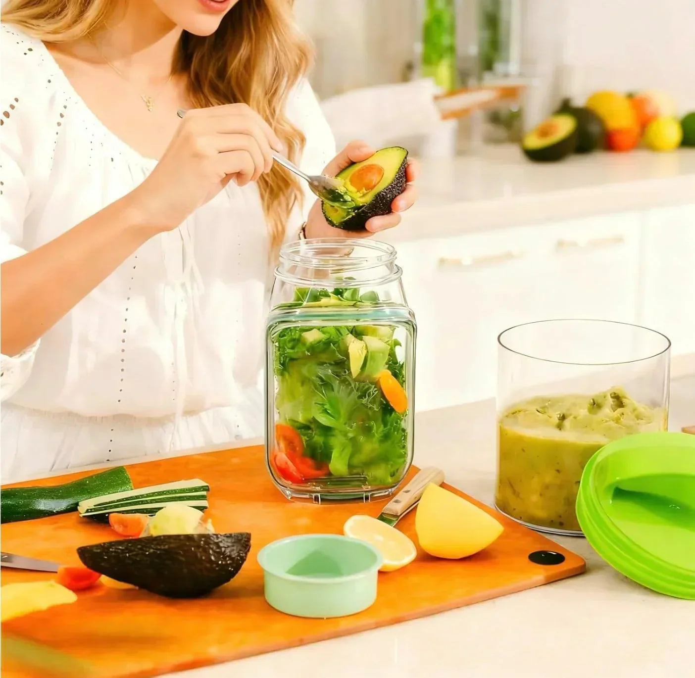 Portable Leakproof Salad Jar with Side Opening
