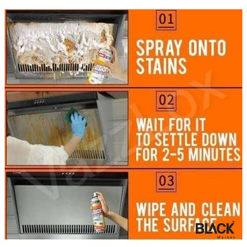 Kitchen Cleaner Foam Spray 550ml – Powerful Grease Remover