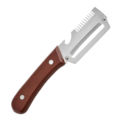 ULTIMATE  3-in-1 Multifunctional Peeler Knife with Bottle Opener & Wooden Handle