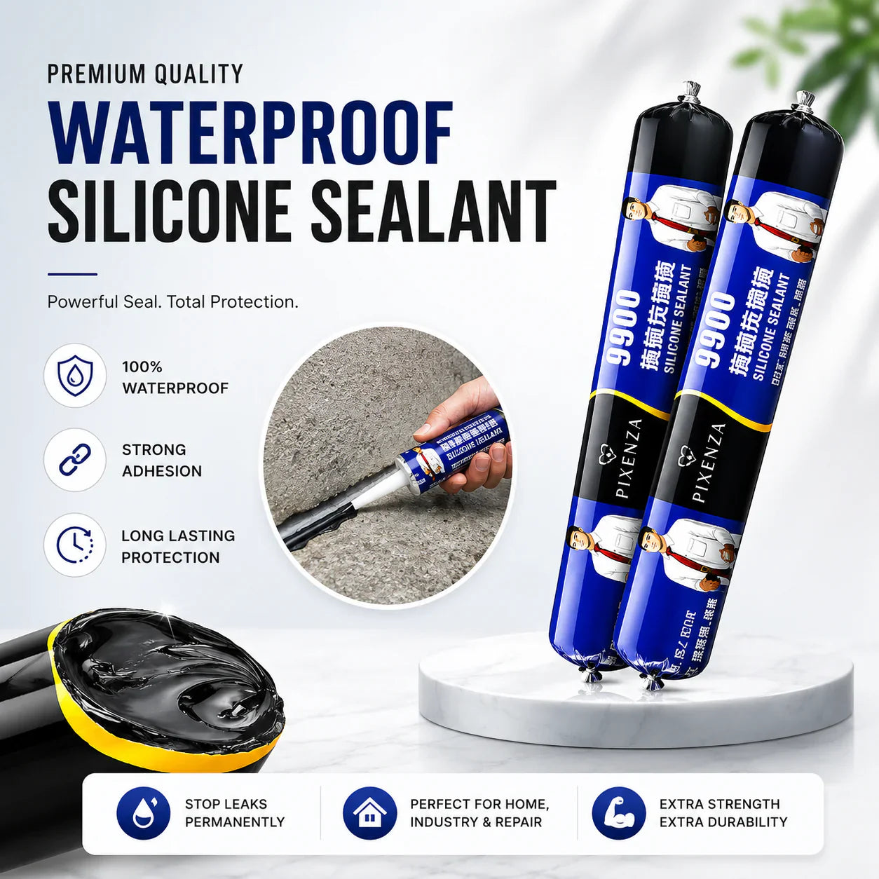 Waterproof Silicone Sealant for Roof & Leak Repair (Flexible & Paintable 750gm)