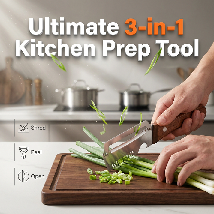 ULTIMATE  3-in-1 Multifunctional Peeler Knife with Bottle Opener & Wooden Handle